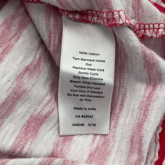 Talbots 3/4 Sleeve Red White Striped Scoop Neck Cotton Tee Blue Sequin Whale Acc - Picture 5 of 6